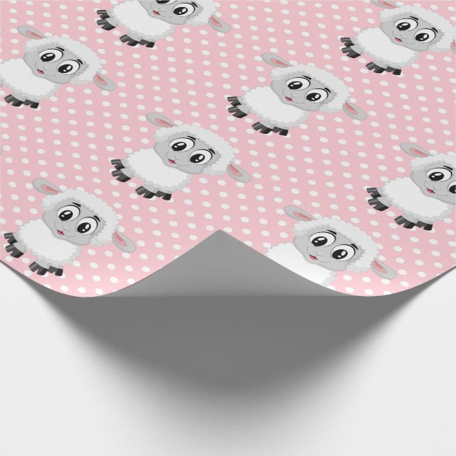 Rosa Lamb Baby Shower Wrapping Papper Presentpapper (Hörn)