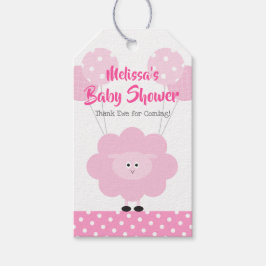 Rosa Lamb Girl Baby Shower Cute Kawaii Modern Presentetikett
