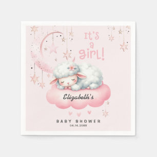 Rosa Lamb Girl Baby Shower Pappersservett