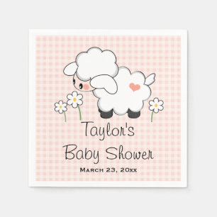 Rosa Lamb Girl Baby Shower Pappersservett