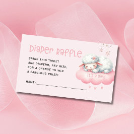 Rosa Lamb Girl Baby Shower Raffle Tilläggskort