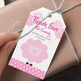 Rosa Lamb Girl Tack Baby Shower Cute Sweet Presentetikett