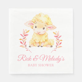 Rosa Lamb Sheep Baby Shower for Girl Pappersservett