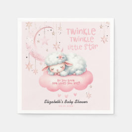 Rosa Lamb Twinkle Twinkle Girl Baby Shower Pappersservett
