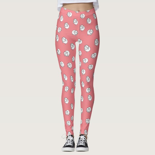 Rosa lamm leggings (Framsida)