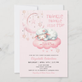Rosa lamm Twinkle Twinkle Girls Baby Shower Inbjudningar