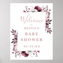 Rosa Land Blommigt Baby Shower Välkomstskylt