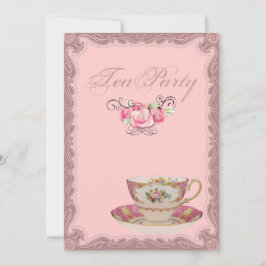 Rosa Land Möhippa Tea Party-inbjudan Inbjudningar