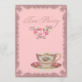 Rosa Land Möhippa Tea Party-inbjudan Inbjudningar