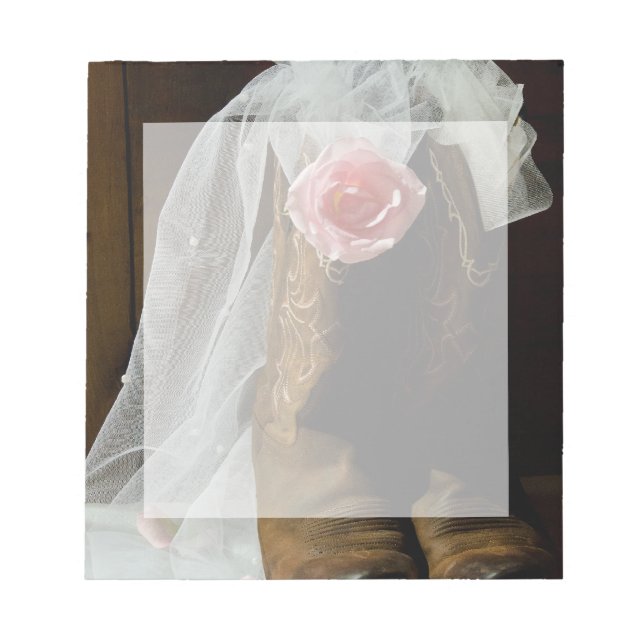 Rosa Land Ro och Cowboy Boots Westerna Bröllop Anteckningsblock (Framsida)