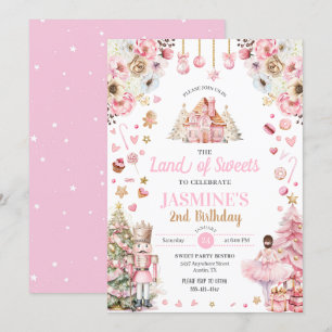 Rosa Land Sockerplommon Fairy Nutcracker Inbjudningar