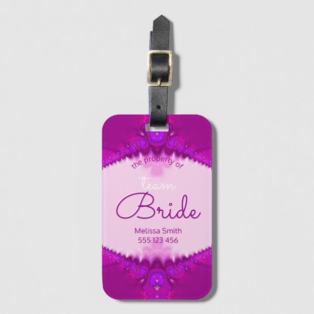 Rosa Land Stil Team Bride Luggage iD-Märkre Bagagebricka (Framsida vertikal)