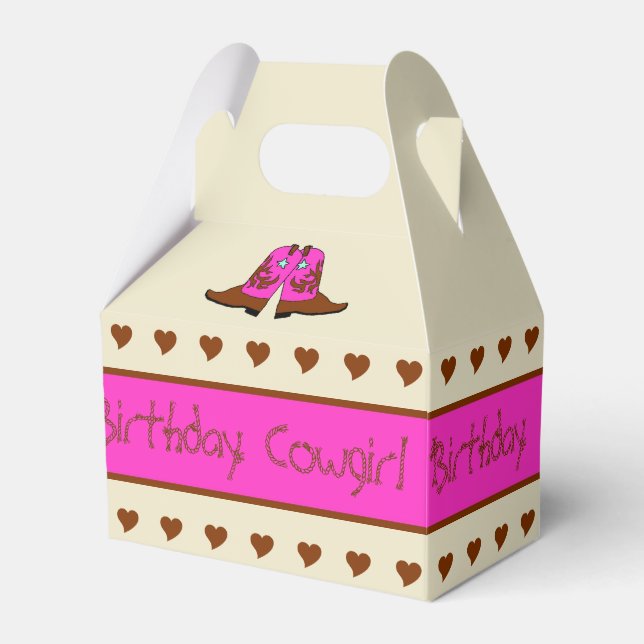 Rosa Land Western Cowgirl Boots Party Gift Box Presentaskar (Framsidan Sidan)