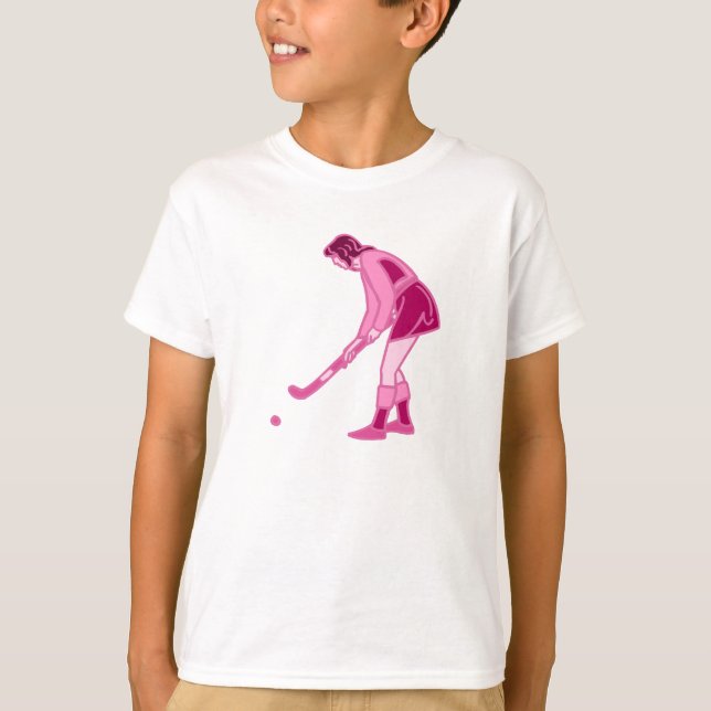 Rosa landhockeyflicka t shirt (Framsida)