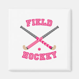 Rosa landhockeylogotyp magnet