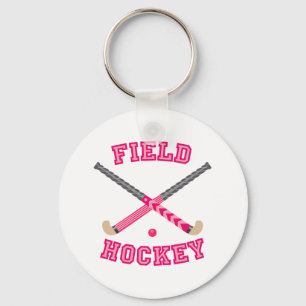 Rosa landhockeylogotyp nyckelring
