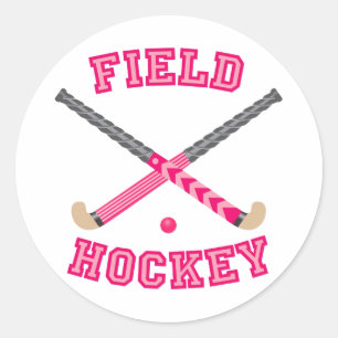 Rosa landhockeylogotyp runt klistermärke