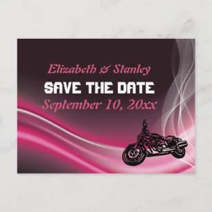 Rosa landsvägscyklist bröllop Save the Date vykort