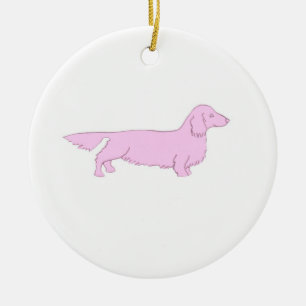 Rosa lång Haired taxprydnad Julgransprydnad Keramik