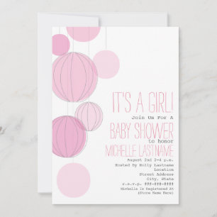 Rosa Lanterns Baby Shower Inbjudningar
