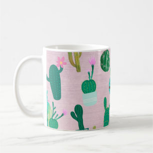 Rosa lantliga Southwestern kaktuskaktusväxter Kaffemugg