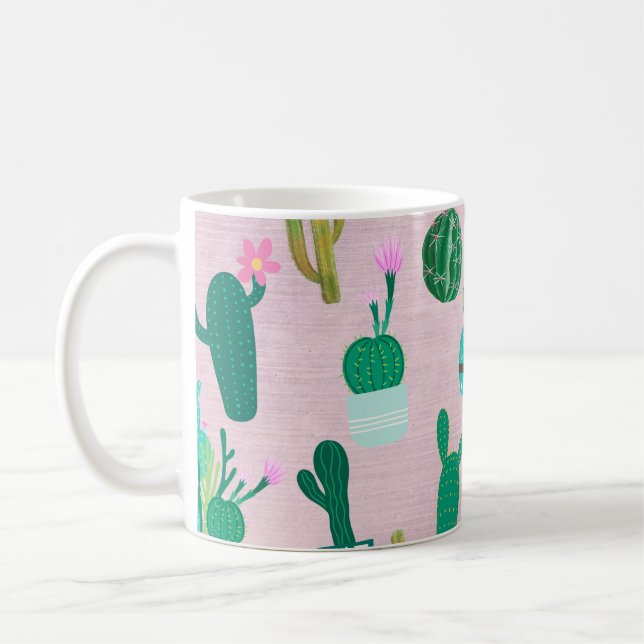 Rosa lantliga Southwestern kaktuskaktusväxter Kaffemugg (Vänster)