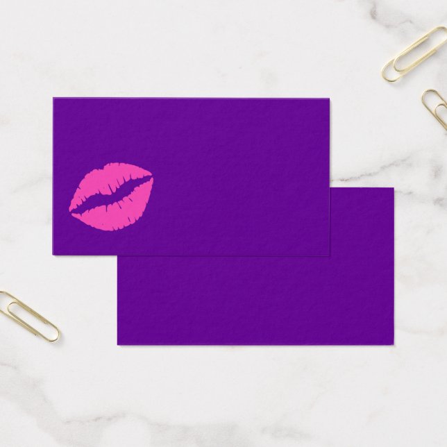 Rosa Läppar Blank Lila Visitkort (Kontor)