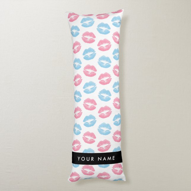 Rosa Läppar, Blue Läppar, Kiss, Ditt namn, Anpassa Kroppskudde (Baksidan (Vertikal))