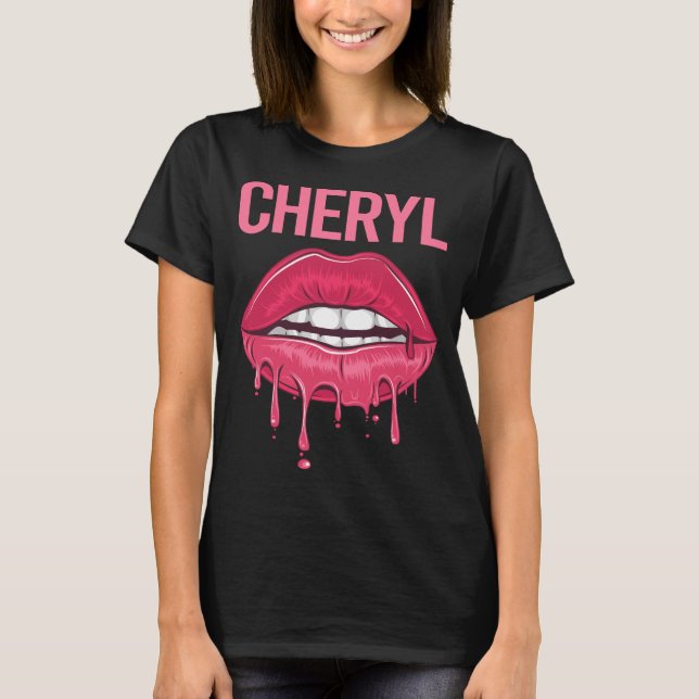 Rosa Läppar - Cheryl Namn T Shirt (Framsida)