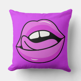 Rosa Läppar dekorativ kudde