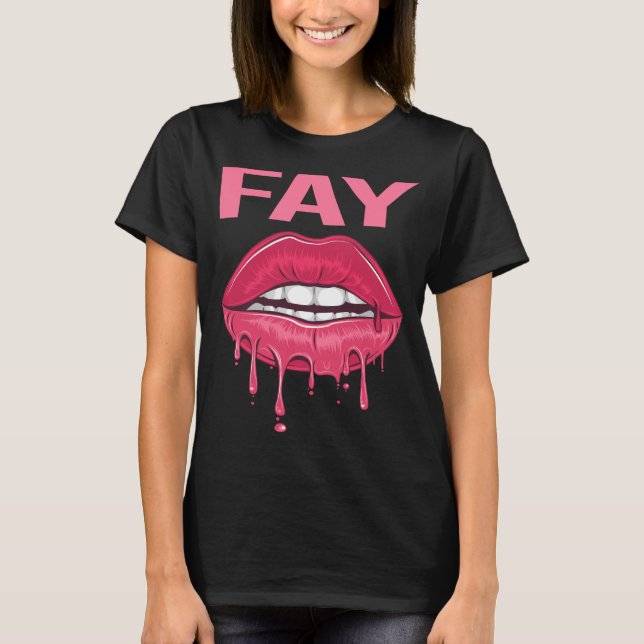 Rosa Läppar - Fay Namn T Shirt (Framsida)