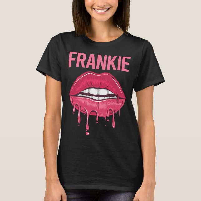 Rosa Läppar - Frankie Namn T Shirt (Framsida)