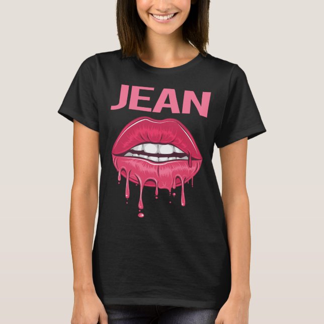 Rosa Läppar - Jean Namn T Shirt (Framsida)