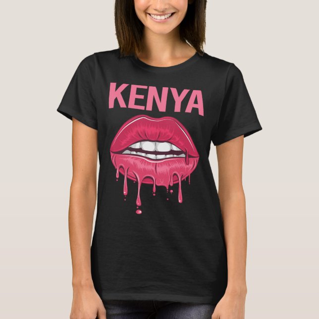 Rosa Läppar - Kenya Namn T Shirt (Framsida)