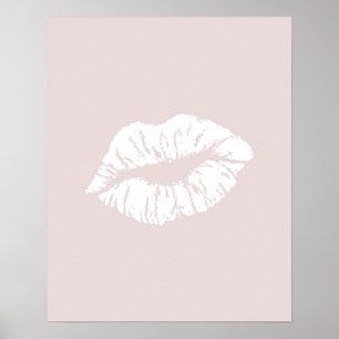  Rosa Läppar Kiss Minimal Girl Art Poster