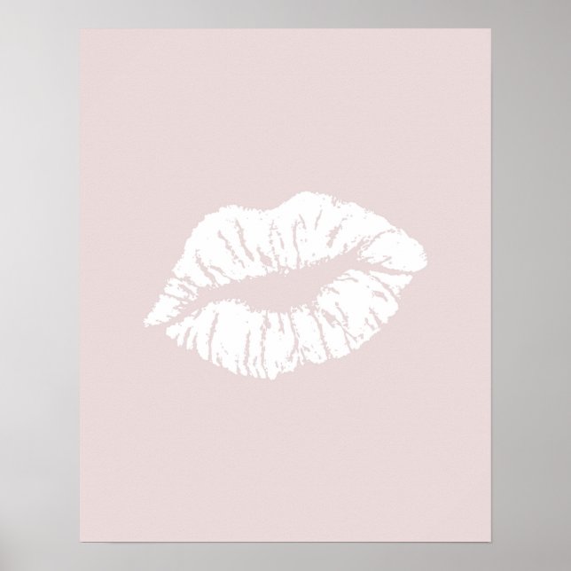  Rosa Läppar Kiss Minimal Girl Art Poster (Framsidan)
