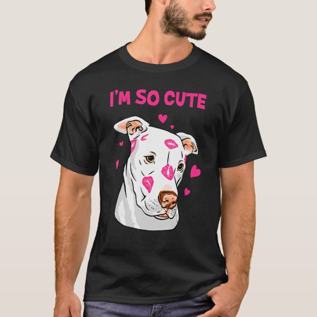 Rosa Läppar Kiss Sweet American Pitbull T Shirt (Framsida)