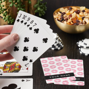 Rosa Läppar, kyss, läppstift, ditt namn, anpassa Casinokort