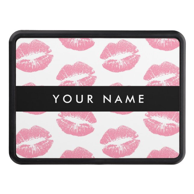 Rosa Läppar, kyss, läppstift, ditt namn, anpassa Dragkroksskydd (Framsidan)