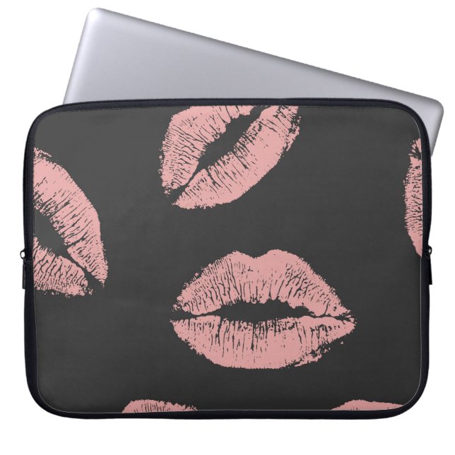 Rosa läppar kysses, Alla hjärtans dag mönster. Laptop Fodral (Framsidan)