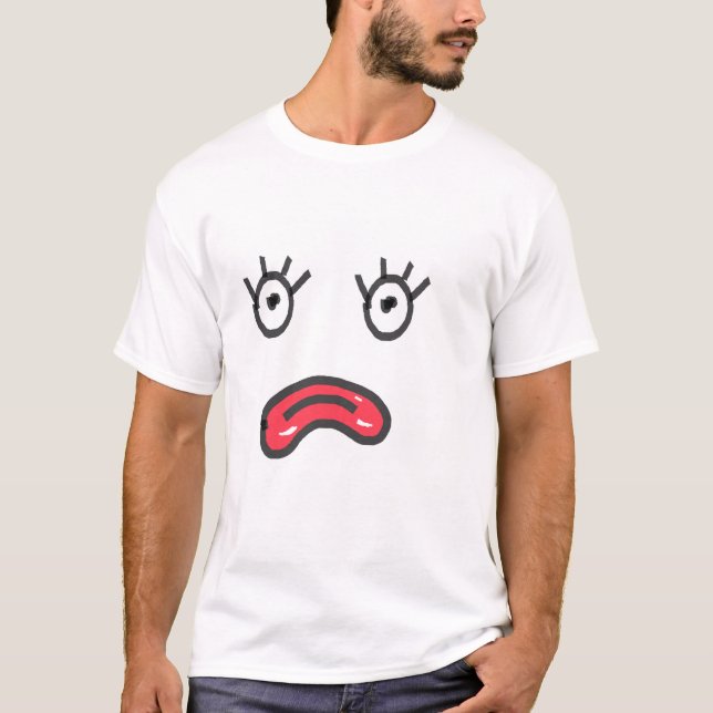 Rosa läppar ledsen ansikte t shirt (Framsida)