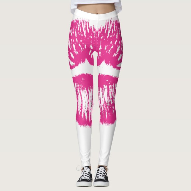 Rosa Läppar Leggings (Framsida)