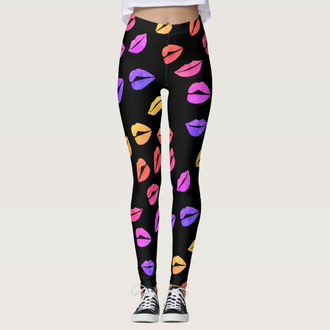 Rosa Läppar Leggings (Framsida)