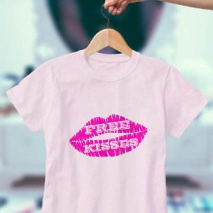 Rosa Läppar Lipstick Kiss Free Kisses T-Shirt