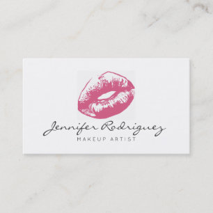 Rosa Läppar Lipstick Makeup Artist Cosmetic Visitkort
