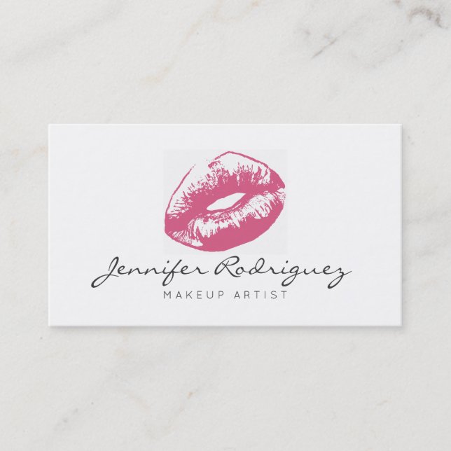 Rosa Läppar Lipstick Makeup Artist Cosmetic Visitkort (Framsida)