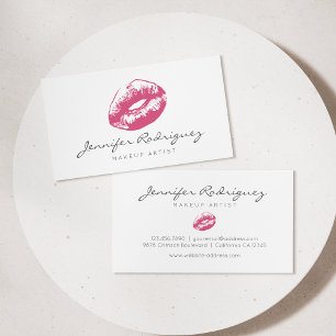 Rosa Läppar Lipstick Makeup Artist Cosmetic Visitkort