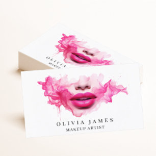 Rosa Läppar Makeup Artist Cosmetics Beauty Salon Visitkort