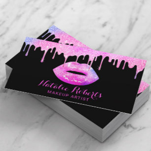 Rosa Läppar Makeup Artist Modern Pastel Dricks Sal Visitkort
