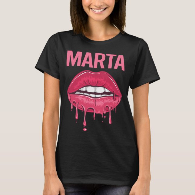 Rosa Läppar - Marta Namn T Shirt (Framsida)